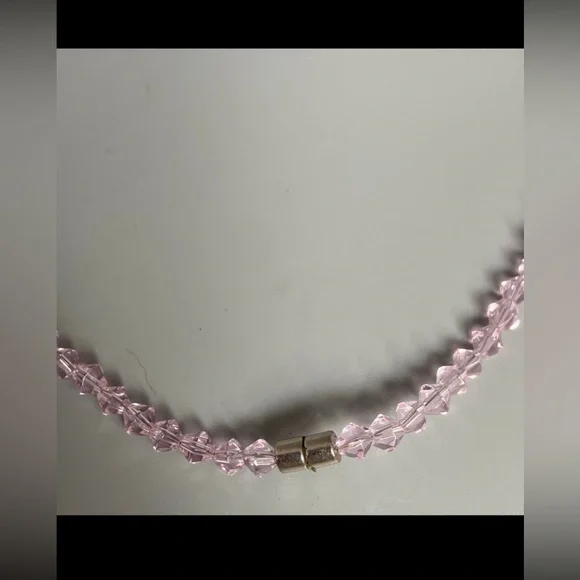 🩷 Modern Pink Crystal Beaded Necklace #6427 - Picture 3 of 5